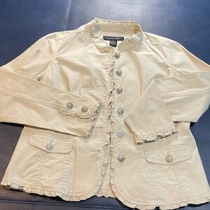 CHRISTIANA ZINN Light Weight Cotton Ruffle Khaki Jeans  Jacket Size XL